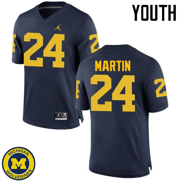 Youth Michigan Wolverines #24 Jake Martin Navy NCAA Football Jersey